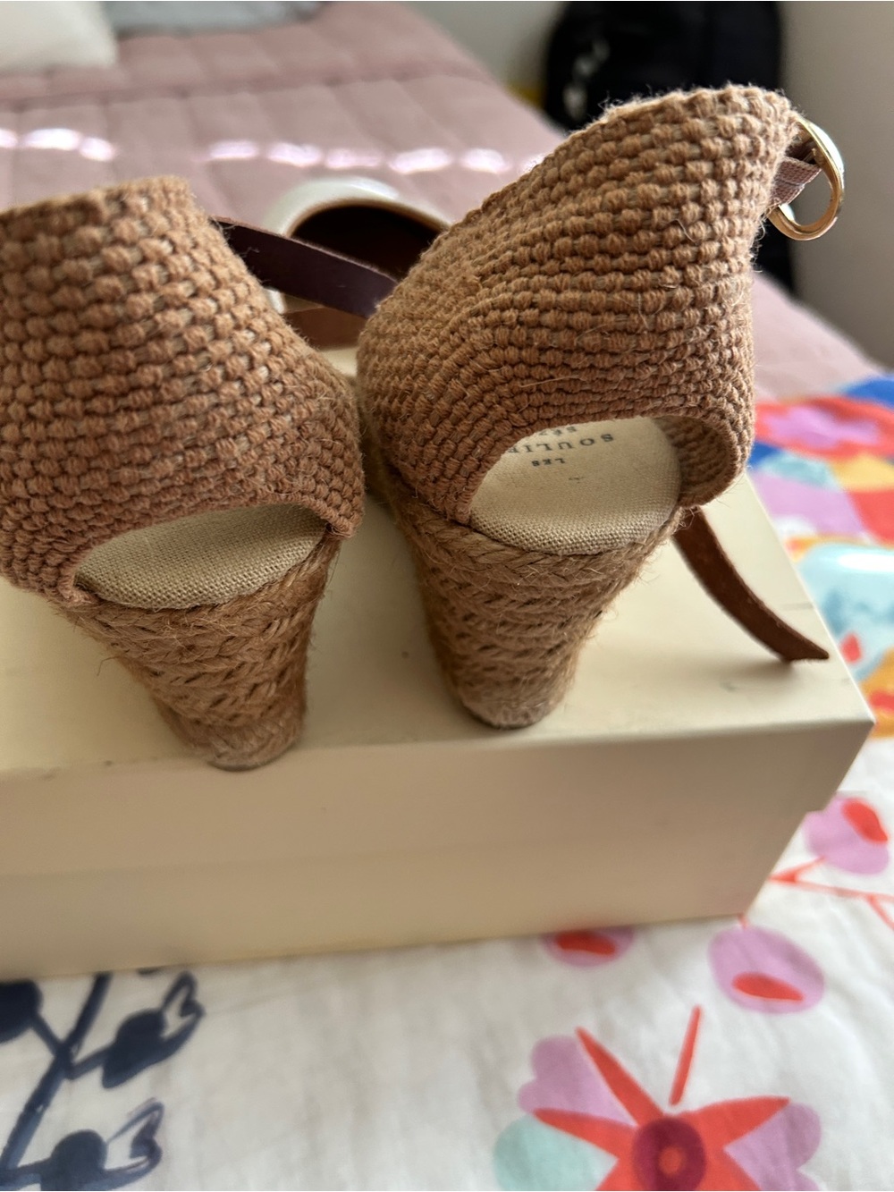Sezane Canvas Espadrille Wedge Sandals - Cream and Tan - Picture 6 of 13